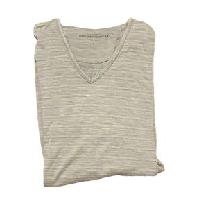 JOHN VARVATOS Men’s Gray Stripe Super Soft Short Sleeve V-Neck Shirt-Size Large